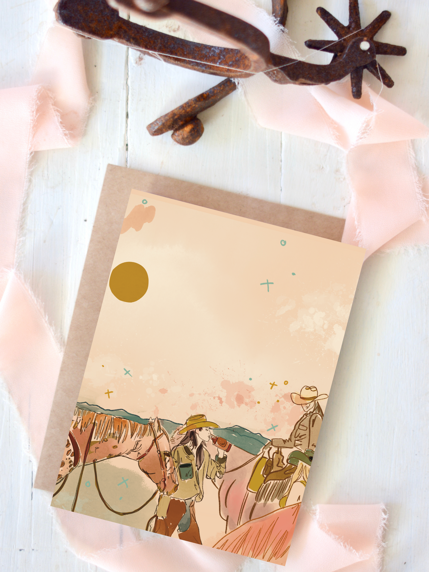 Ranching Women Western Blank Greeting Card Set